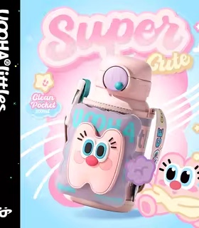 UOOHA立净保温杯可爱吸管儿童水杯女生大容量不锈钢