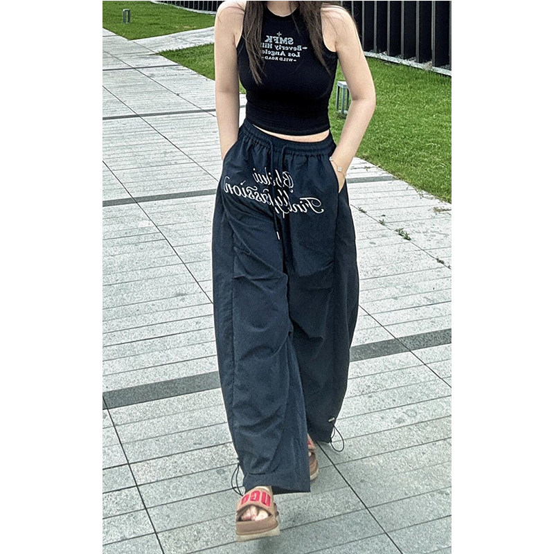 美式复古黑色字母印花休闲裤女冬季慵懒松弛感宽松显瘦灯笼长裤潮,女装/女士精品,休闲裤,淘宝优惠券,粉丝福利购,淘宝优惠卷