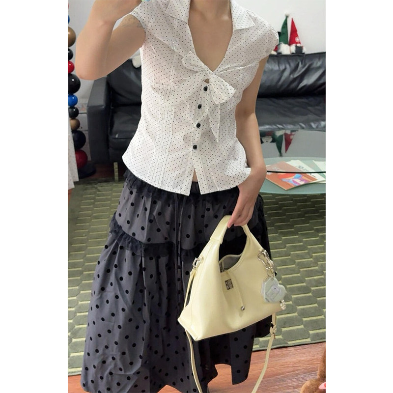 复古黑色波点侧口袋半身裙女冬季慵懒松弛感高腰显瘦中长裙子女,女装/女士精品,半身裙,淘宝优惠券,粉丝福利购,淘宝优惠卷