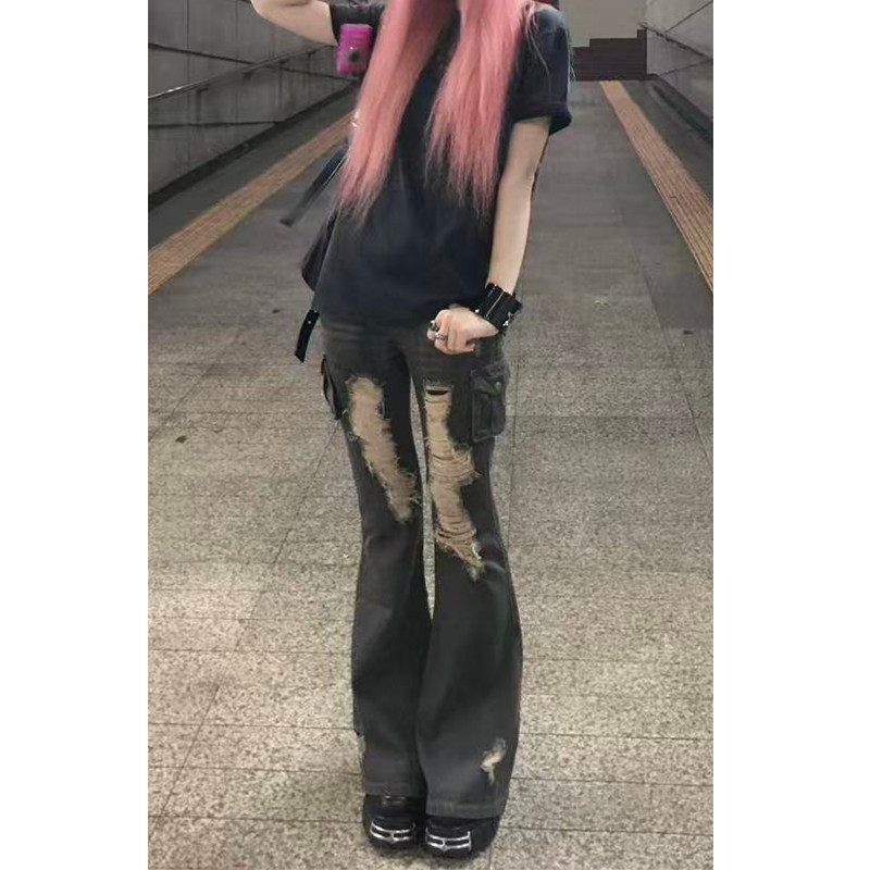 美式复古设计感低腰破洞牛仔裤女2025秋季新款时尚修身显瘦长裤女,女装/女士精品,牛仔裤,淘宝优惠券,粉丝福利购,淘宝优惠卷