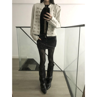 短裙子 女街头低腰辣妹时尚 美式 复古做旧黑色半身裙高级感春秋新款