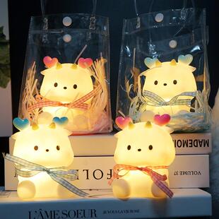 兔子硅胶小夜灯睡眠睡觉台灯儿童可爱女孩子拍拍感应暖光买一送二