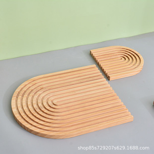 跨境创意不规则木质托盘装饰收纳拍照托盘道具日式摆件香薰桌面