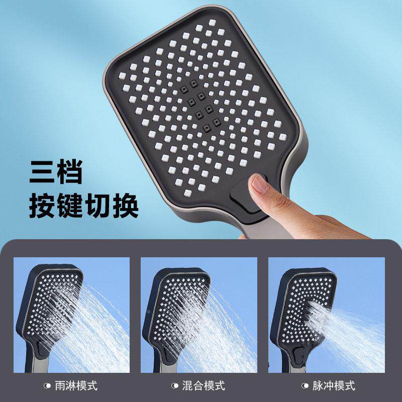 战斧钢全铜淋浴航枪母花51洒套装家灰色琴按键用恒温淋雨沐浴压头