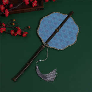 流光贝壳汉服圆形腰扇古走收折叠表演拍照团扇揽舞蹈秀卷扇可道具