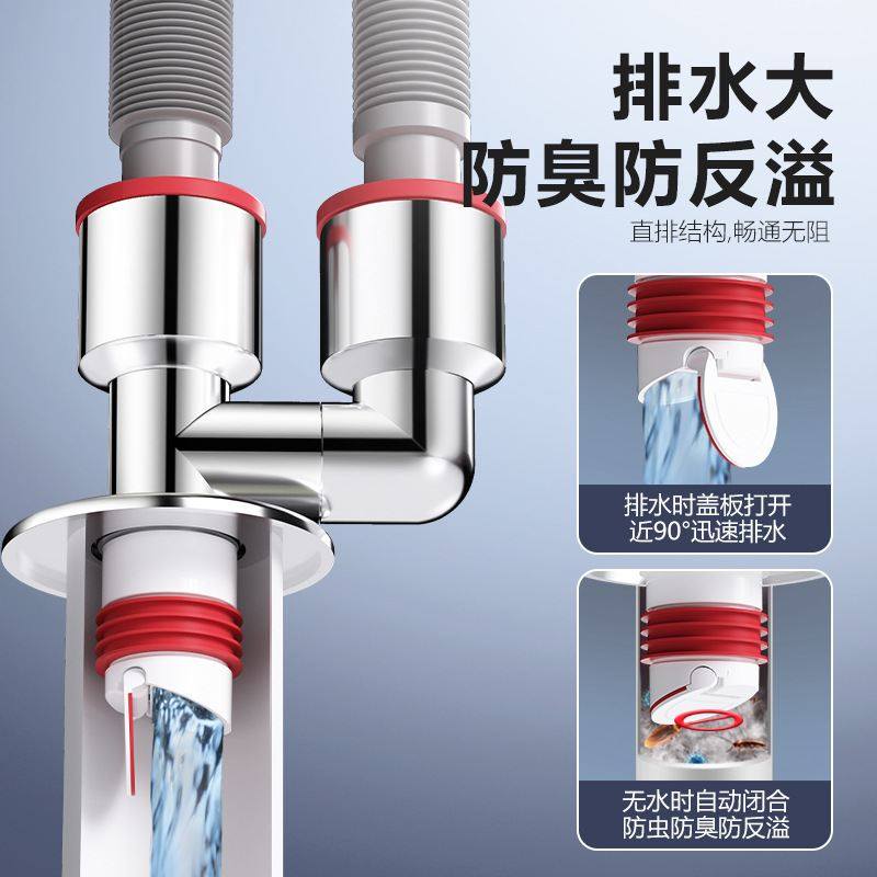 洗衣机地漏三通接头对接器洗手盆分流器分流器三通排水管道二合一,大家电,洗衣机排水管/进水管,淘宝优惠券,粉丝福利购,淘宝优惠卷