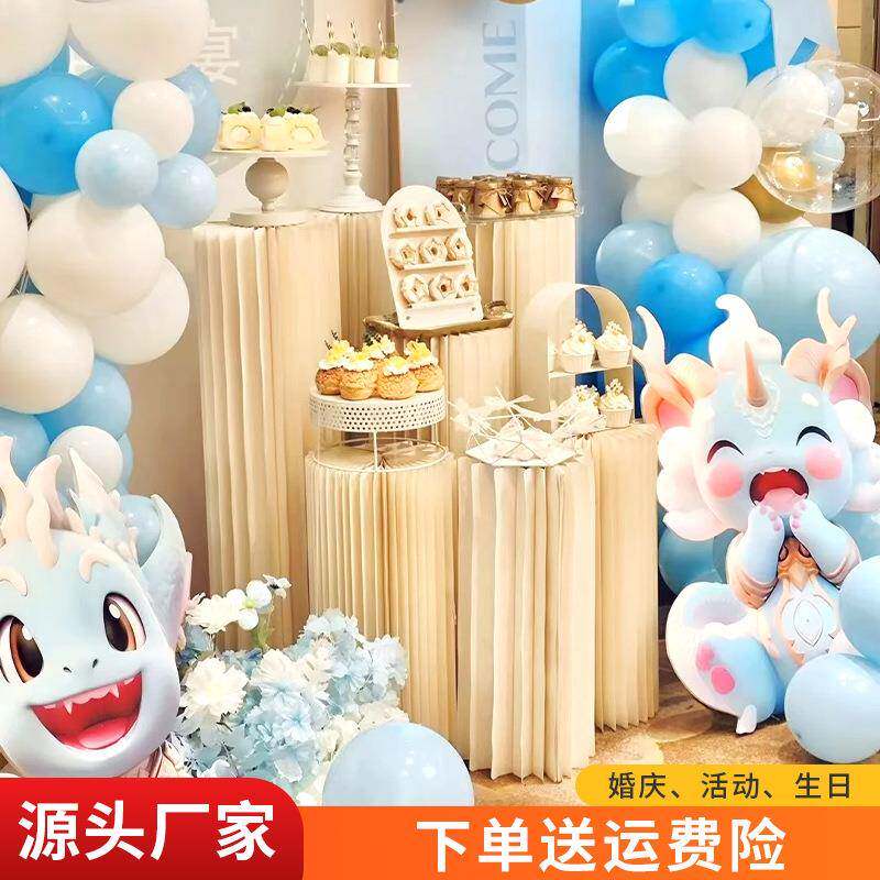 礼婚派对折叠罗甜品台马柱纸柱婚庆道具摆件纸CQB质圆展柱示台路