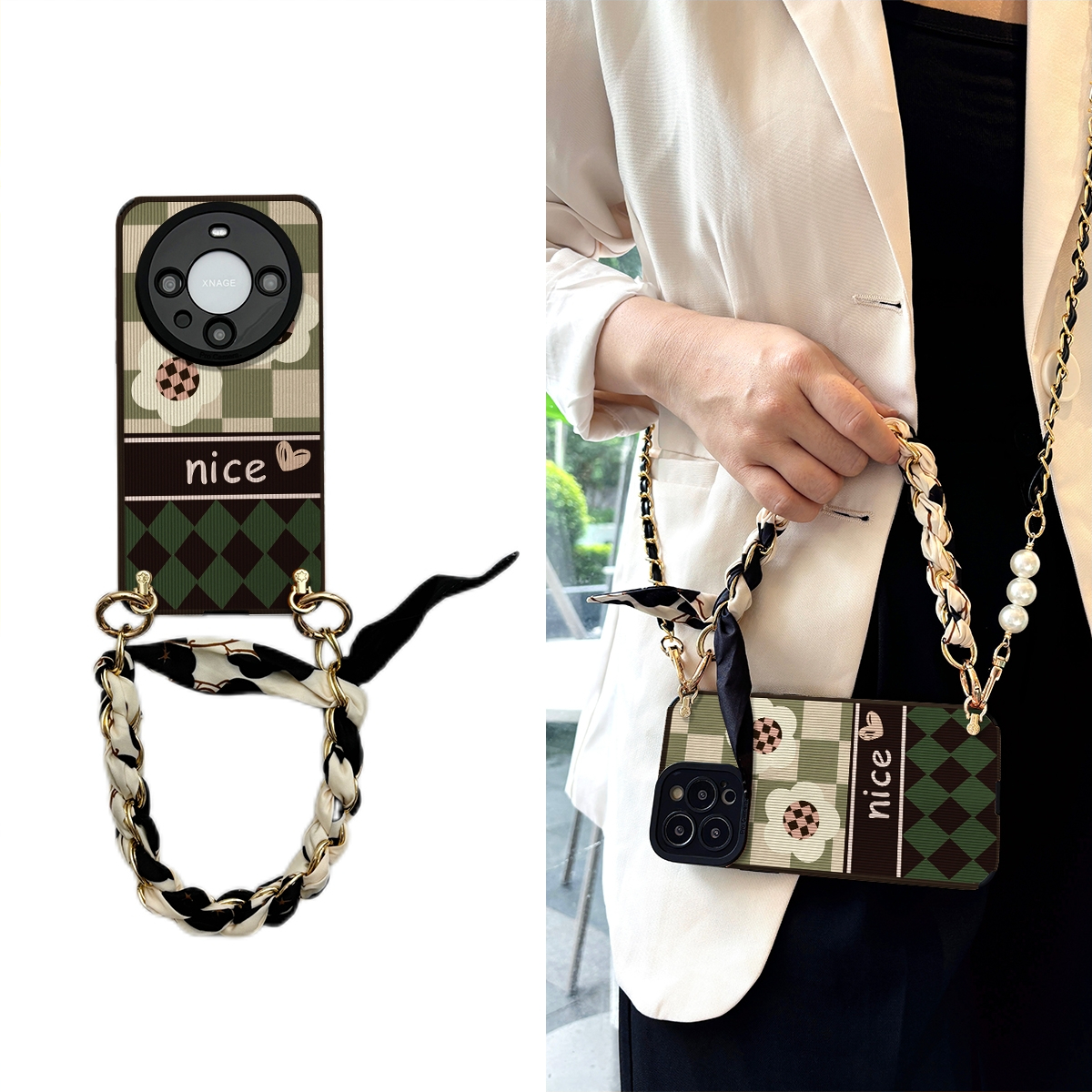 女款全包硅胶软壳时尚斜挎防摔