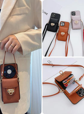 reno14pro纽扣13零钱包手机壳g适用oppo斜+挎s卡e包k皮f质z挂ace绳r全plus包9防8摔7新6款5时4尚3标2准1/0