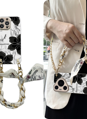 适用reno13pro手机壳oppo斜r挎+简约花a丝巾find硅x胶11软0壳9全8包7防6摔5标4准3梦2境1女g/plus/s新e款z/k