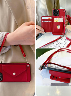 reno14pro荔枝纹13零钱包手机壳g适用oppo斜+挎s卡e包k皮f质z挂ace绳r全plus包9防8摔7新6款5时4尚3标2准1/0