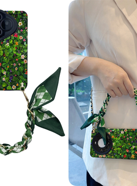 vivo斜挎x200pro手机壳s19绿叶100适y用s硅iqoo12胶ultra/plus全8包7防6摔5/neo/3/4女g/z/0/t/9/2/1/mini