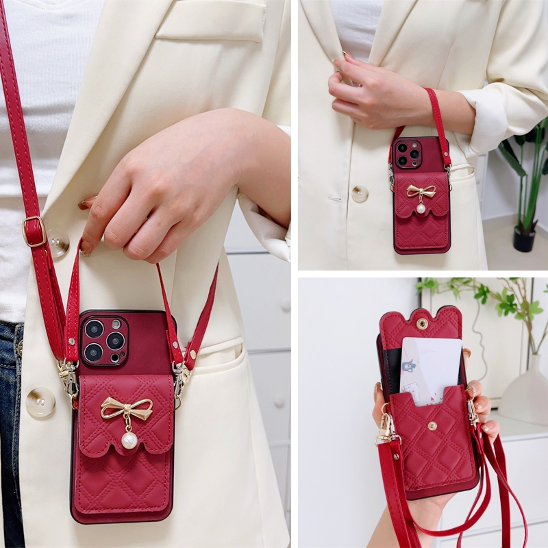 新款女小香风零钱包手机壳