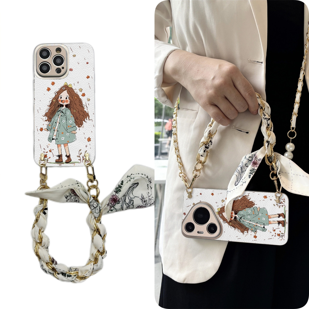 女款全包硅胶软壳时尚斜挎防摔