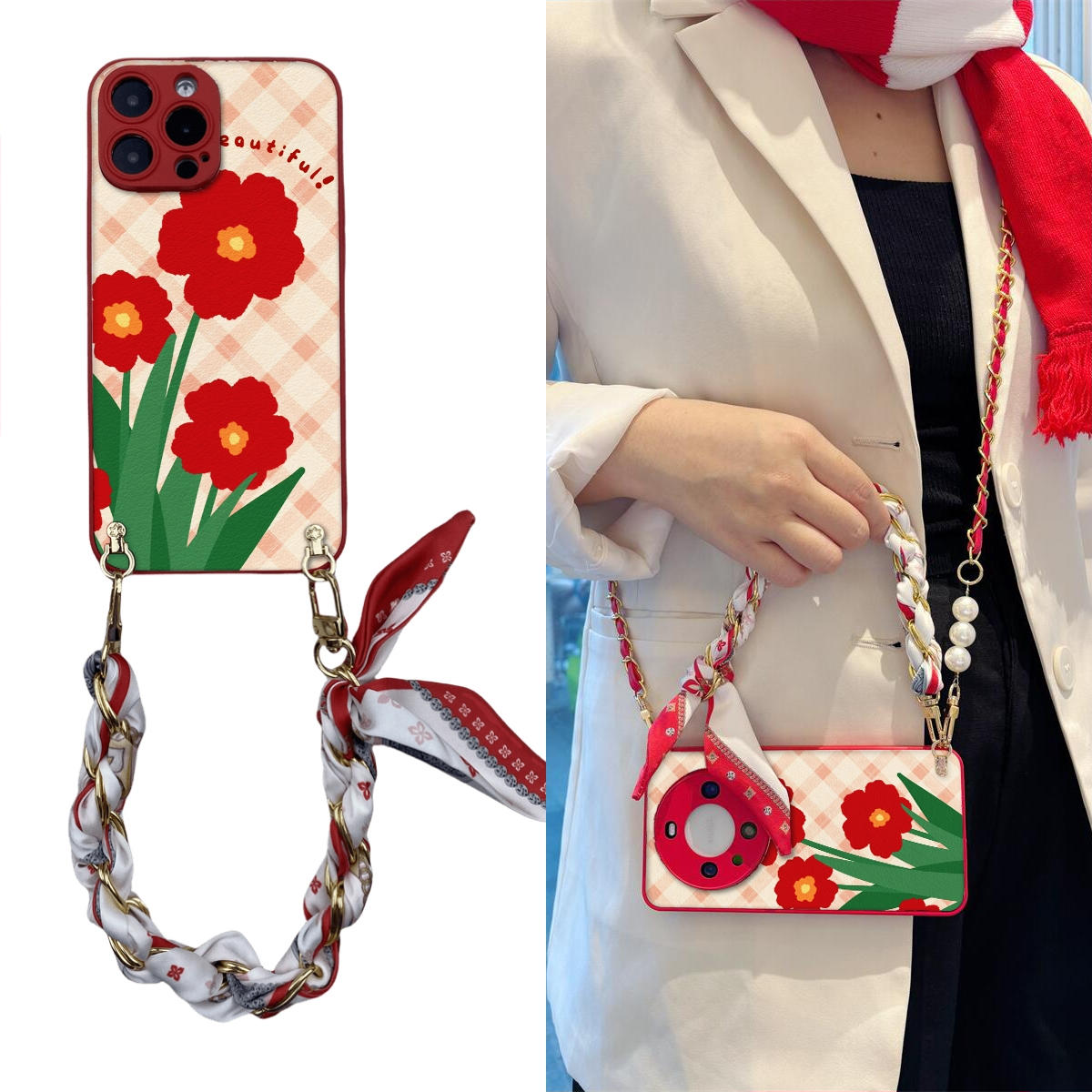 女款全包硅胶软壳时尚斜挎防摔