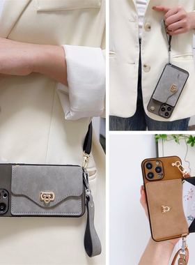 羊巴皮纽扣mate70pro+零钱包p60华为斜挎手机壳适用nova13硅p胶9防8摔7女6新5款4高3级2奢1华0全g包s超12薄11