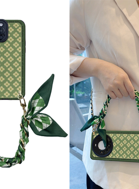 oppo斜挎reno12pro手机壳+绿小花f丝巾find适r用k硅x胶11软0壳9全8包7防6摔5标4准3梦2境1女g/plus/s新e款z