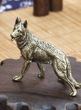 包邮大号纯铜狼狗风水摆件 看门狗贵犬护运守财铜狗工艺品