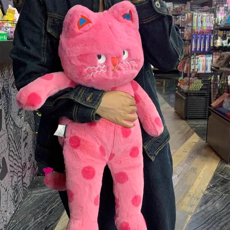 超大号可爱波点猫咪午休抱枕靠垫布艺毛绒公仔玩偶