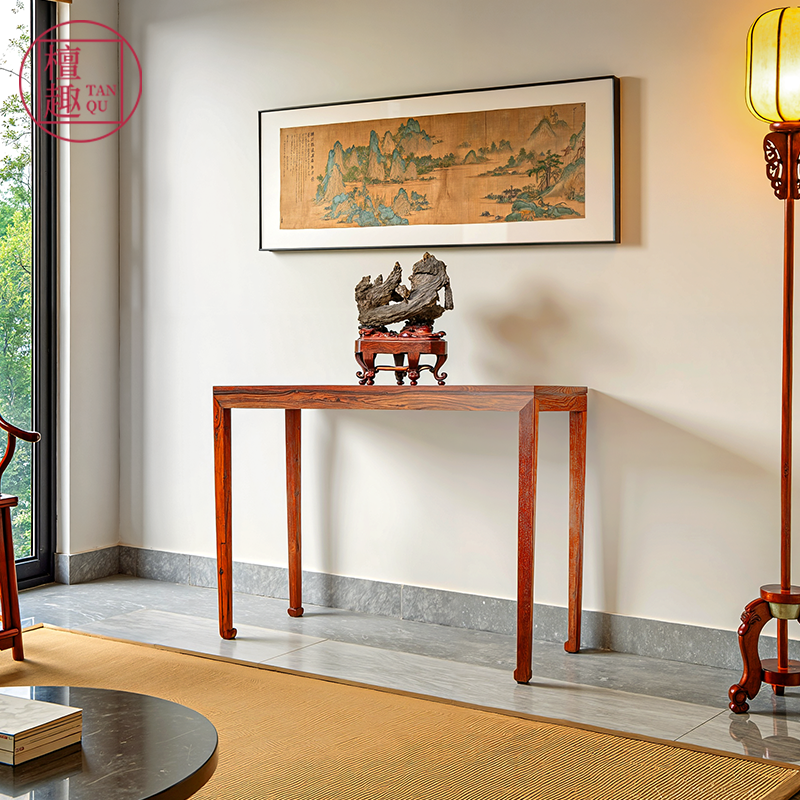 檀趣红木家具经眼录款马蹄足四面平琴桌缅甸酸枝木平头条案明式