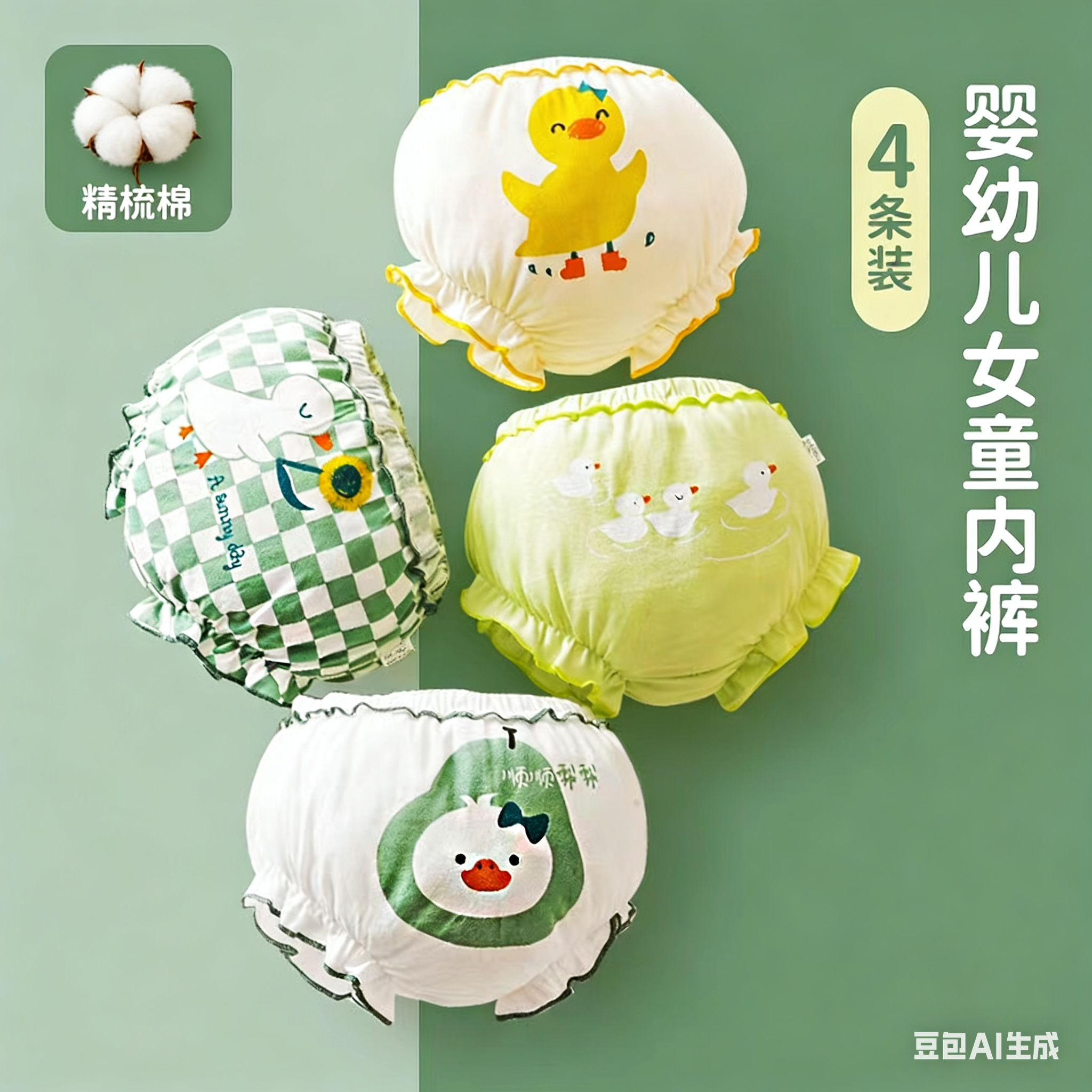 女宝宝纯棉薄款不夹pp面包内裤