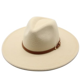 ins网红同款法式复古驼色大宽檐毛呢爵士礼帽女秋冬英伦百搭毡