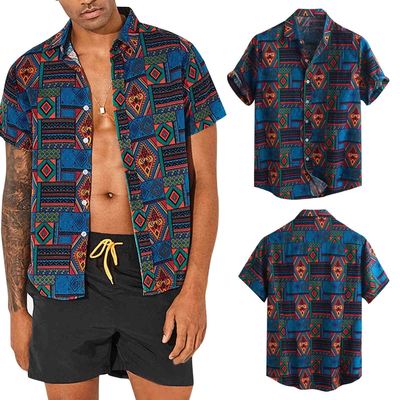 Mens Shirt Men Hawaiian Shirt Blouse T-shirt Summer Tops 男