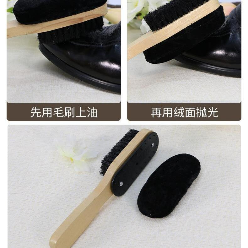 长柄猪鬃软毛多功能皮鞋护理刷双面抛光打油易结亮鞋油专用鞋刷