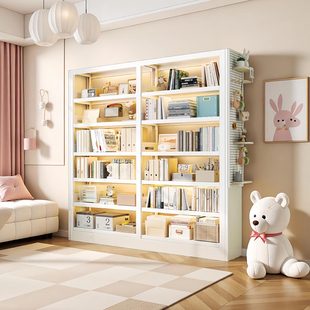 钢制家用书架图书馆书柜儿童书本收纳层架置物架多层可调大容量货