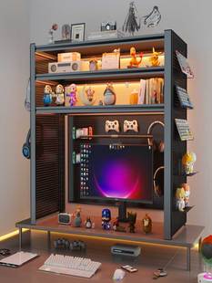 下空式桌面置物架多层带洞洞板电脑桌桌上收纳架子书架学生电竞风