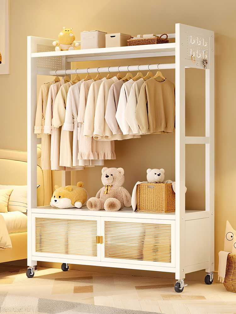 家用衣柜开放式简易组合衣帽架卧室落地挂衣架可移动收纳置物架子