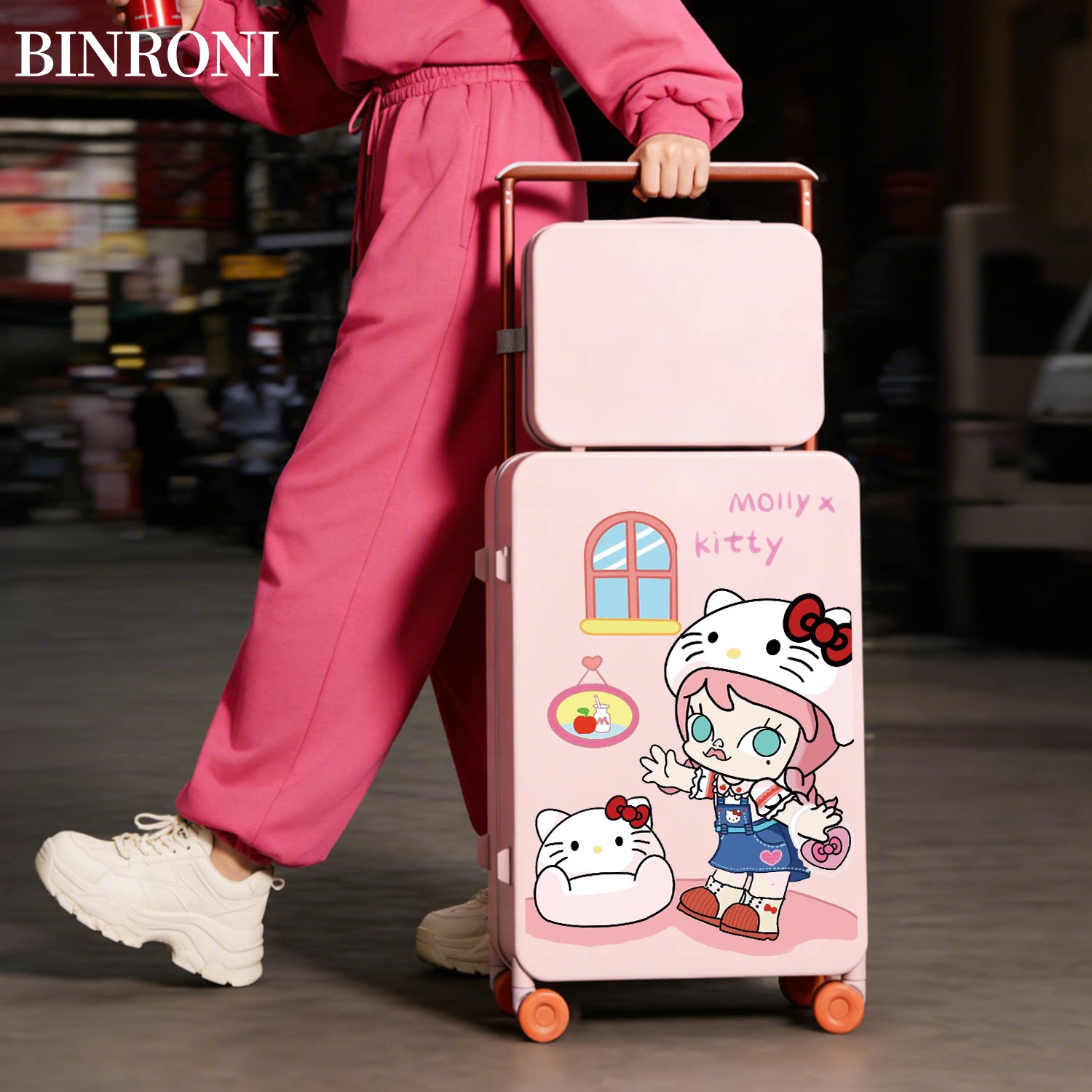 卡通私人定制宽拉杆行李箱女新款拉杆箱学生旅行箱密码20寸登机箱