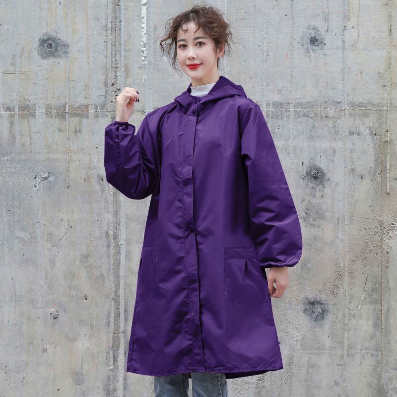 加长围裙家用厨房中长款罩衣大人女新款防水防油时尚长袖工作服