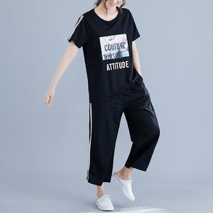 套裝 廠家特上價(jià)特大碼 印棉麻衣九分褲 0529 加女花裝 A1052肥9