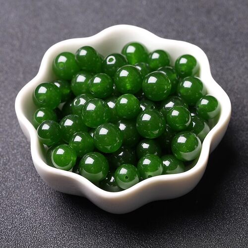 7A和田玉碧玉色绿玉髓散珠子菠菜绿翡翠圆珠diy手工串珠手链项链