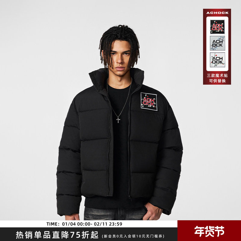 【Achock官方店】魔术贴基础简约刺绣棉服潮牌新款美式保暖棉衣女,男装,棉衣,淘宝优惠券,粉丝福利购,淘宝优惠卷