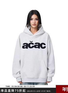 【Achock官方店】acac系列潮牌简约贴布刺绣连帽卫衣美式套头外套