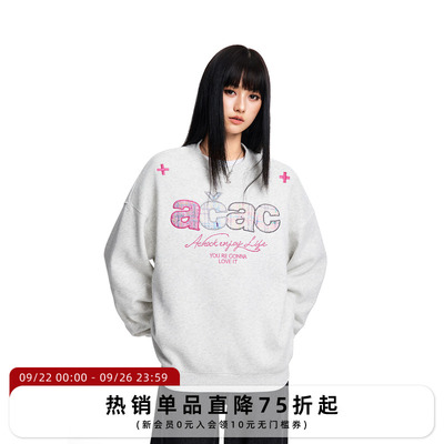 【Achock官方店】acac系列字母贴布绣圆领卫衣潮牌新款情侣上衣男
