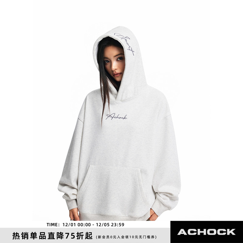 【Achock官方店】潮牌入秋薄款简约贴布绣外套美式街头情侣卫衣男