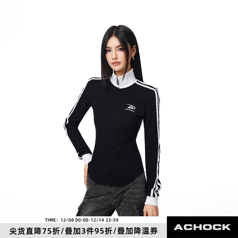 【Achock官方店】潮牌半高领修身显瘦外套女美式街头辣妹拉链卫衣