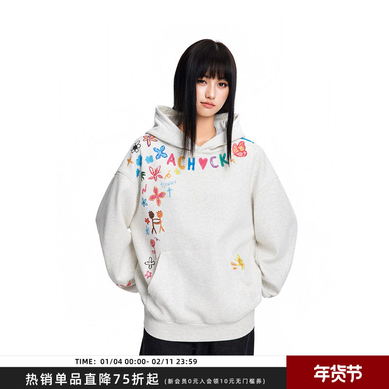【Achock官方店】潮牌创意卡通涂鸦印花帽衫外套美式高街连帽卫衣,男装,卫衣,淘宝优惠券,粉丝福利购,淘宝优惠卷