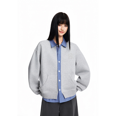 【Achock官方店】acac系列开衫格子假两件衬衫外套老钱风卫衣男女