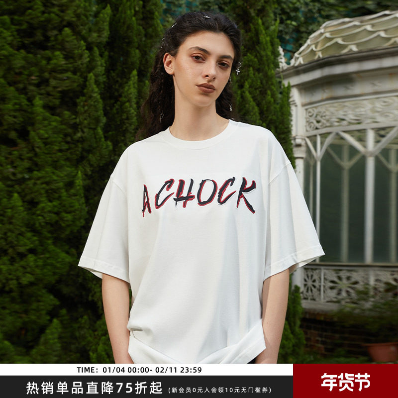 【Achock官方店】美式设计logo短袖男女高街夏短袖情侣五分袖t恤,男装,T恤,淘宝优惠券,粉丝福利购,淘宝优惠卷