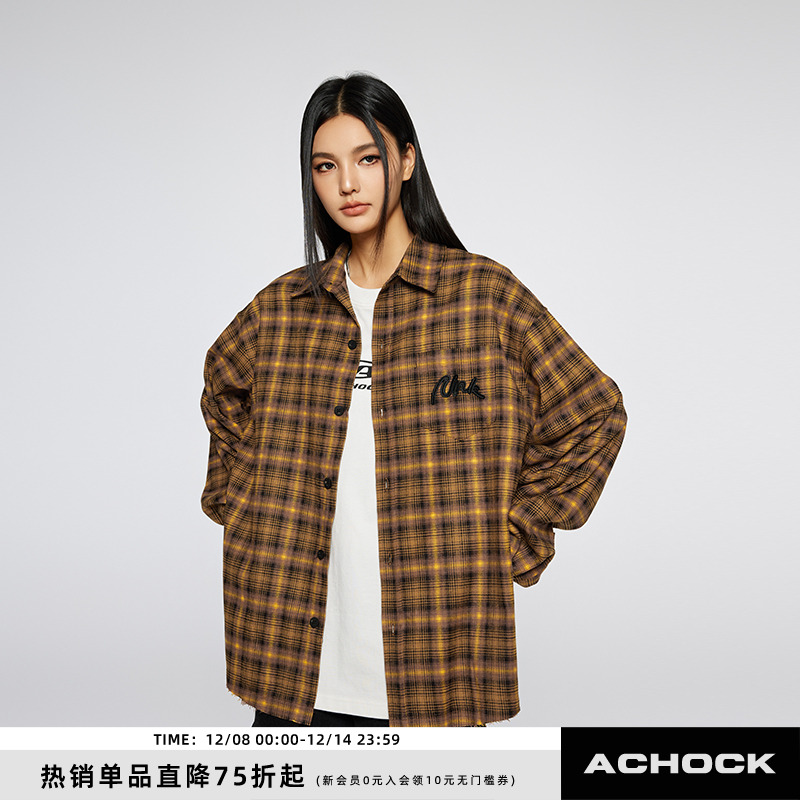 Achock美式复古休闲刺绣衬衫