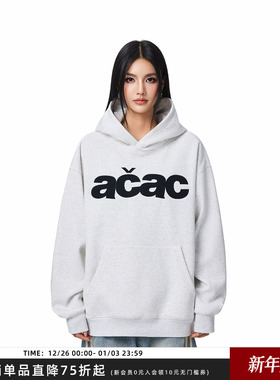【Achock官方店】acac系列潮牌简约贴布刺绣连帽卫衣美式套头外套