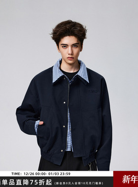 【Achock官方店】acac系列秋冬新款格子拼接外套高街短款情侣夹克