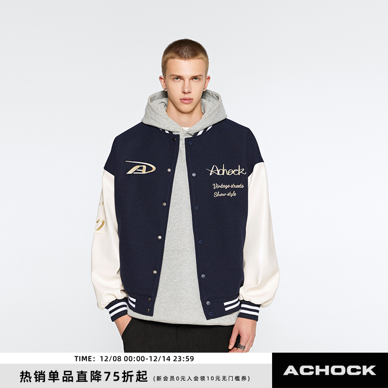 Achock美式基础简约刺绣棒球服