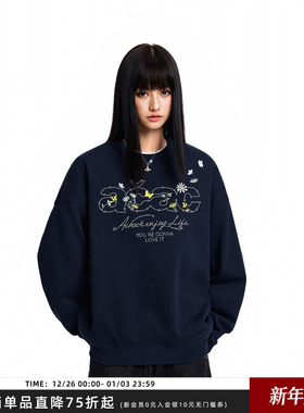 【Achock官方店】acac系列字母花卉刺绣打底上衣潮牌情侣圆领卫衣