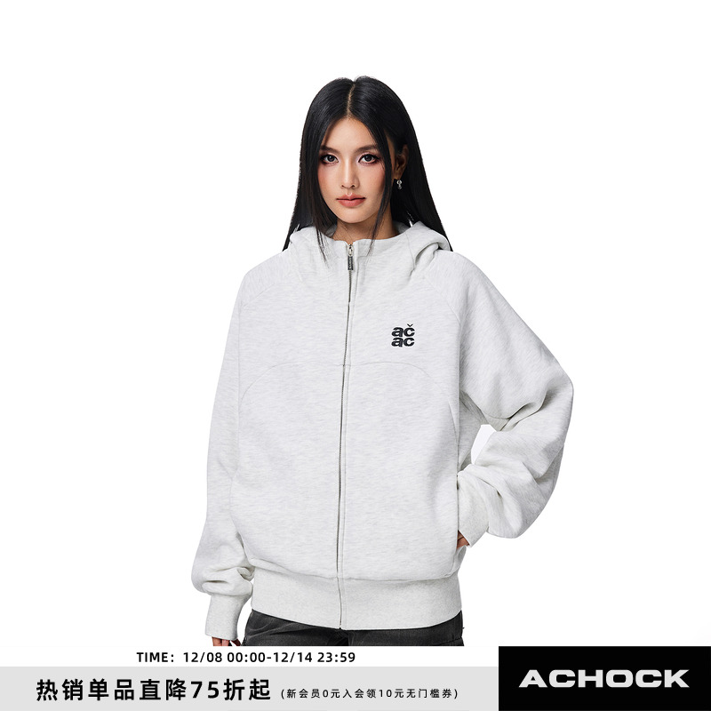 【Achock官方店】acac系列简约纯色外套高领百搭情侣早秋开衫卫衣