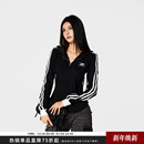 条纹连帽卫衣拉链外套女春秋款 显瘦针织衫 上衣潮 Achock官方店